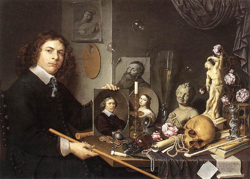 BAILLY, David Self-Portrait with Vanitas Symbols dddw